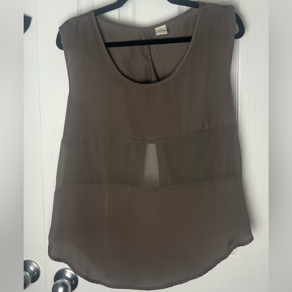 Flowy Brown Open Back Blouse